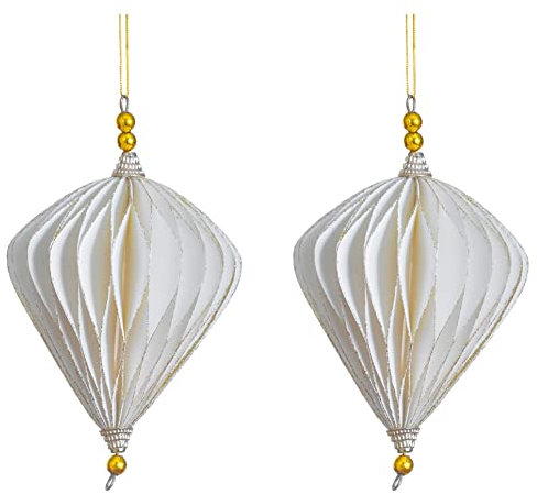 Weihnachtsdeko Baumschmuck -Ornary- 2er-Set Papier 17x16cm Weiss-Gold