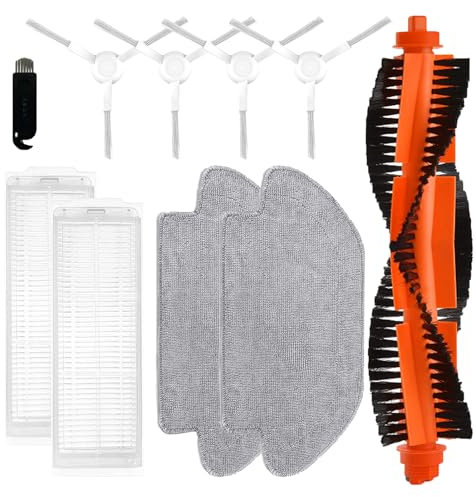 10 Piezas Accesorios de Repuesto Compatible con Xiaomi Mi Robot Vacuum-Mop 2S / Mop P/Mop Pro / S12/ STYJ02YM / XMSTJQR2S,1 Cepillo Principal 4 Cepillos Laterales,2 Filtros,2 Toallitas,1 Herramienta