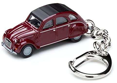 corpus delicti :: Schlüsselanhänger mit Modellauto kompatibel mit Citroen 2CV Ente weinrot für alle Auto- und Oldtimerfans (20.9-43)