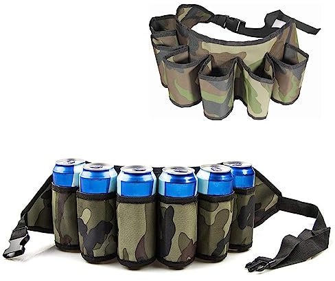 Gearmax 1 Pezzi Cintura da Birra,Cintura Porta Birre Bevande,Confezione da 6 Bevande Fondina da Birra, Porta Lattine Portatile per Birra E Soda
