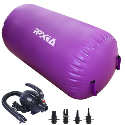 PPXIA Aufblasbare Air Roll Air Barrel Airspot Airmatte Track Gymnastik Tumbling Matten, Gymnastikmatte mit Pumpe, Turnmatte Trainingsmatte für Zuhause, Taekwondo, Yoga, Gym, Fitness