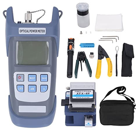Fiber Termination Kit Fiber Tool Kit, Fiber Cold Connection Set mit optischem Leistungsmesser, FTTH Faser Optisches Leistungsmessgerät Faser Optisches Kabel Tester, AUA-6S Kabelschneider