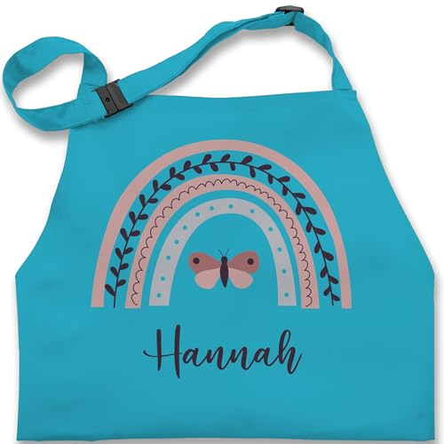 Kinderschürze Schürze Kinder Jungen Mädchen - Regenbogen mit Name personalisiert I Geschenk Regenbögen - 7-14 Jahre - Türkis - kinderkochschürzen backschürze junge rainbow kochschürze jungs
