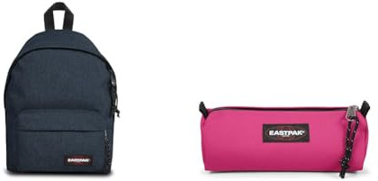 EASTPAK ORBIT XS Sac à Dos Mini, 27 L - Triple Denim (Bleu) & BENCHMARK SINGLE Trousse, 27 L - Pink Escape (Rose)