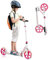 KOMFOTTEU Scooter Tretroller Klappbar, Cityroller Kickscooter mit 2 LED Rädern & Tragegurt, ‎Roller aus Aluminium, Kickroller Roller höheverstellbar für Kinder & Erwachsene bis 110 kg (Pink)