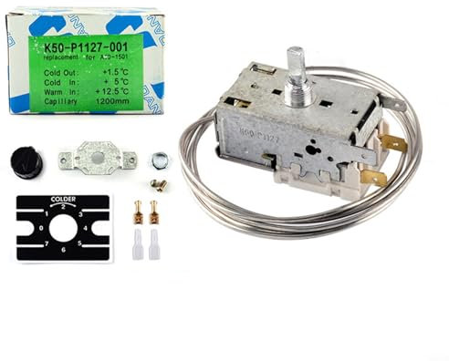 FUBESK Termostato de refrigerador K50 220 V-250 V, sonda de 90 cm y conexiones de 3 pines, para refrigeradores, congeladores, vitrinas, máquinas de solidificación, enfriadores de bebidas