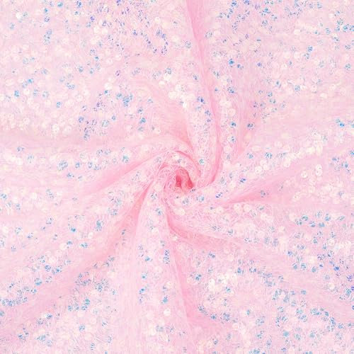 CABODYALS Tissu à Paillettes Rose 1.83 m Tissu à Paillettes Extensible Tissu à Paillettes au Mètre Scintillant pour la Couture Fabrication D'Emballages Cadeaux Robe Décoration de Mariage Salle D'Artis