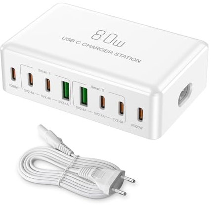 Caricatore USB C Carica Rapida i Phone Charger Adattatore USB Caricabatterie Presa con Multiplo Tipo-C da 20W Porte Alimentatore Apple per i Phone 15 14 13 12 11 Pro Max Plus Galaxy Pixel ecc