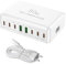 Chargeur USB C Charge Rapide Chargeur Multiple à 80 W Prise USBC à 6 Ports Station de Charge USB pour iPhone 16/15 Pro Max/14 Plus/13/12/Samsung, etc