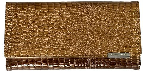 BagandBelt Damen-Bügelbörse-RFID-Kroko-Design Bordeaux (Camel)