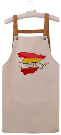 Delantal de lona impermeable con diseño de mapa de la bandera de España, regalo para el día del padre, cocina, chef, barbacoa, decoración para asar, Mapa de la bandera de España, 68cm (W) x 85cm (H)