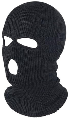 Gestrickte Sturmmaske, Balaclava, Balaklava Schwarz, Sturmhaube 3 Loch, Skimaske 3 Löchern, Sturmmaske Motorrad, Skimütze Winter, Sturmhauben für Motorrad, Fahrrad, Jagd, Radfahren, Mütze, Ski