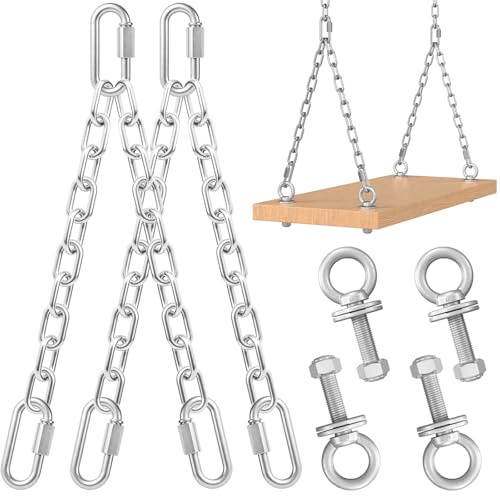 Consripie Kette Mit Karabiner Mit Ringschraube M12 Bis 200 KG Für Hängesessel Outdoor, Schaukel Outdoor, Holzschaukel, Reifenschaukel, Blumenständer