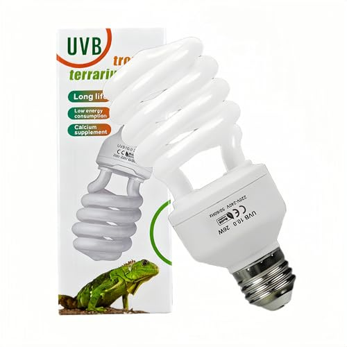 PetFizz UVB Lampe Terrarium Kompakte Leuchtstoffröhren, Reptilien Lampe 26W UVA UVB 10.0, E27 Schildkröten Lampe für Bartatlamen, Schildkröten, Schlangen, Eidechsen