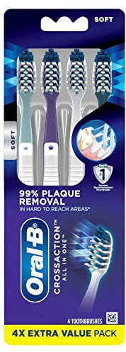 Oral-B CrossAction All In One Zahnbürste, weich, tiefe Plaque-Entfernung, 4 Stück