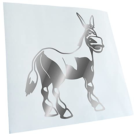 Kiwistar - Autoaufkleber - Esel - Motiv 1 - tragen - Chrom - 12x10cm - Heckscheibe Auto Aufkleber wetterfest für Kfz LKW Mofa Truck - Sticker außen selbstklebend Tuning Zubehör für Fenster Fahrzeug