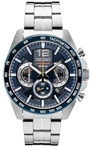 SEIKO Men's Silver Tone Stainless Steel Chronograph Watch