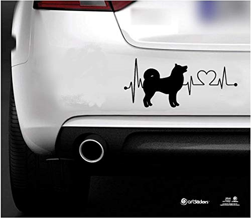 artstickers Autoaufkleber Akita Inu 20 cm für Autoliebhaber. Farbe: schwarz Aufkleber Hund Herzschlag Spilarts-Geschenkaufkleber, eingetragene Marke.