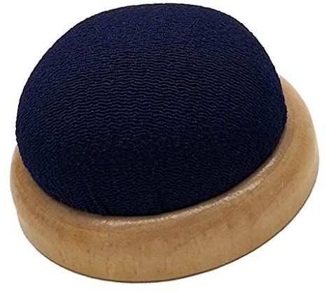 dailymall Nadelkissen mit Holzteller Nadelkissen Steckkissen Einfarbige Pin Kissen Halter zum Nähen, Kreuzstich, Sticken, Quilten, Handarbeit - Navy blau