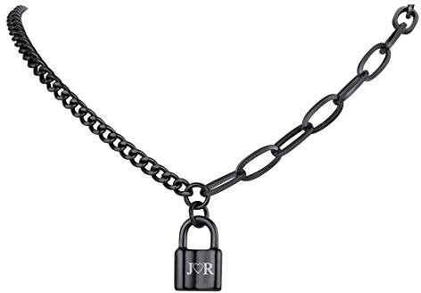 FindChic Personalisierte Kette Schloss Anhänger Edelstahl Statement Schloss Halskette Panzerkette Gliederkette mit Gravur für Jeden Tag Party