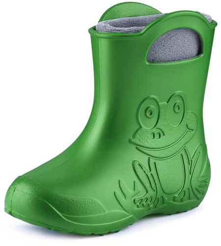 Ladeheid Stivaletti Pioggia Bambino in EVA Termici, Invernali Stivali Pioggia Bambina con Calzino Interno e Motivo a Rana, Scarpe Bambino per Passeggiate LA-CA-03