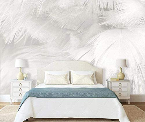 Tapete 3D Wandbild Abstrakte Reine Weiße Schöne Feder Einfach Fototapete 3D Effekt Vliestapete Wohnzimmer Wanddeko