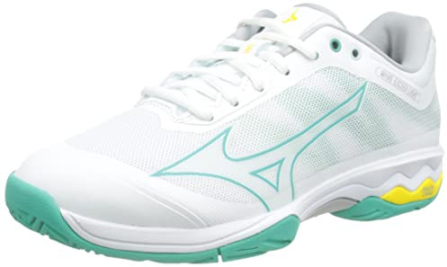 Mizuno Damen Wave Exceed Light AC Tennisschuh, Weiß Türkis Highvis, 39 EU