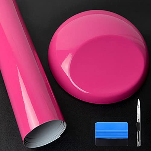 NewL Rouleau de Vinyle Auto-adhésif en Vinyle Rouge Rose Brillant à libération d'air – Convient pour Une Utilisation Automobile en extérieur