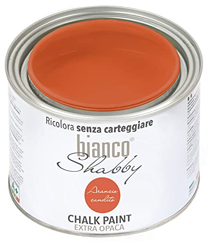 biancoShabby® Chalk Paint Arancio Candito Pintura Shabby Chic Vintage para Muebles y Paredes Extra Mate vuelva a dar color fácilmente todo tipo de material sin lijar (500 ml Paquete de 1)