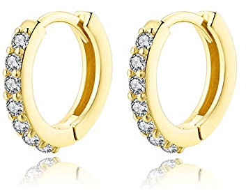 Mini Orecchini a cerchio Argento Sterling 925 per Donna Uomo Piccoli Cerchi Zircone Cartilagine Helix Lobe Orecchio Ipoallergenici Argento/Oro/Oro Rosa 7MM 8MM 9MM 11MM