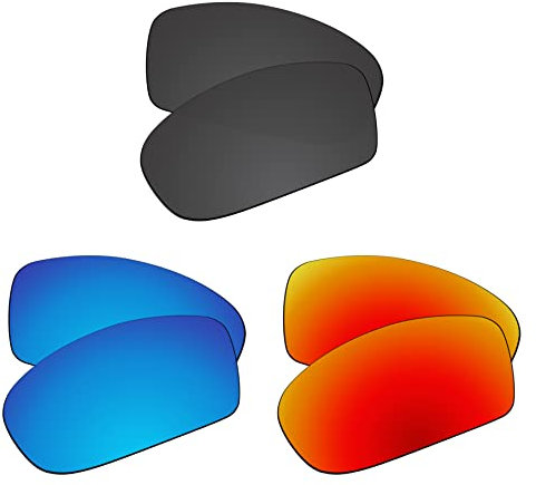 EZReplace Lentes de repuesto para gafas de sol Oakley Holbrook XL OO9417 (lentes polarizadas), Carbon Black + Ice Blue + Fire Red, Taille unique