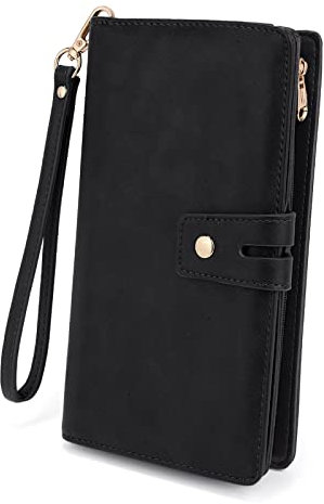 UTO Portefeuille avec Bracelet Femmes Porte-chéquier détachable Carte Facture Organisateur de téléphone Grand Sac à Main d'embrayage