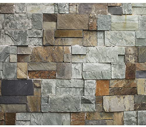 decomonkey Fototapete Steinwand Stein 350x256 cm Design Tapete Fototapeten Tapeten Wandtapete moderne Wand Schlafzimmer Wohnzimmer Ziegelstein Steinoptik Beton