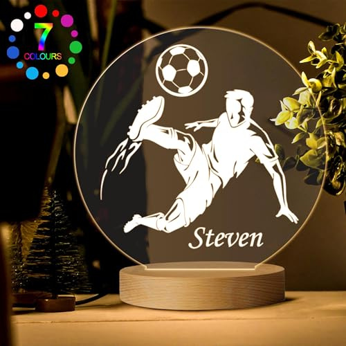 EDSG Football Night Light Lamp for Boys - Personalised LED Gifts from Father, Mother, Friends - Custom Gifts for Child, Boy, Kids (Design 4)