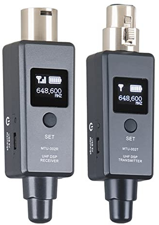VBESTLIFE 470-960 MHz Wireless Microphone Adapter Built in Dual Antennas, Rechargeable Wireless Microphone XLR Transmitter Receiver for Sound Mixer