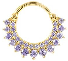 Lieson 1 Stück Nasenring Silber 925 18G Nasenring Hoop Creolen Blume Zirkonia Lila Piercing Septum Knorpel Tragus Helix Ohrringe Gold