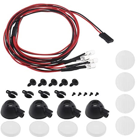 EMSea 1 Set RC Modellbau Runde LED Leuchte mit Abdeckung Kit Kompatibel mit TRXAAXS/TRX4/SCX10/D90 1/10 Ferngesteuertes Auto Scheinwerferlampe 4 LED