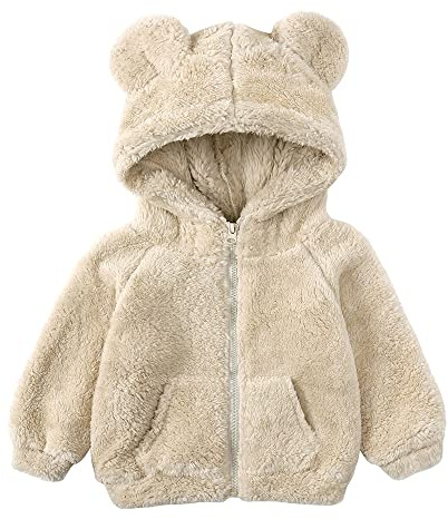 Gajaous Chaqueta con capucha de lana de dibujos animados para bebés recién nacidos, niños y niñas, abrigo con orejas, prendas de vestir cálidas, abrigo con cremallera