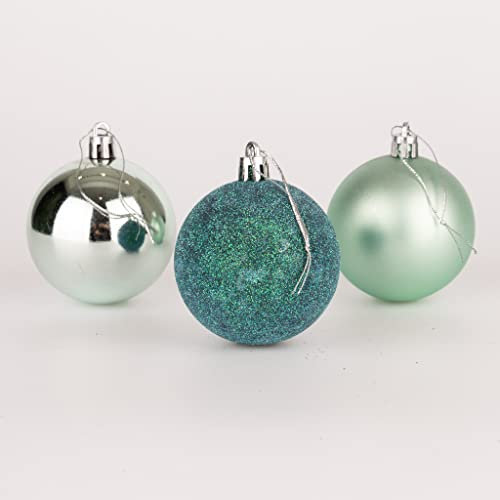 60 mm/18 Stück Weihnachtskugeln, bruchsicher, türkis, Weihnachtsbaumschmuck, Kugel, Ornamente, Kugeln, Weihnachtsdekoration, Urlaubsdekoration, glänzend, matt, Glitzer