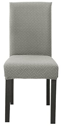 INTIRILIFE 2X Elastischer Stuhlhusse Stuhlüberzug in Gemustert Creme mit 38-45 cm Sitzfläche und 45-65 cm Lehnenhöhe - Für Partys Hochzeiten Hotels oder Zuhause im Esszimmer