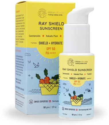 Little Rituals Natural Organic Baby SUNSCREEN Lotion Daily Use for Baby & Kids (0-15 years), SPF 50 PA++++ UVA/UVB/IR + DIGITAL Wi-Fi & Bluelight Protection 50 gm