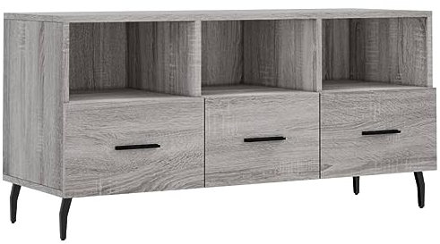 vidaXL TV Schrank, Fernsehschrank mit 3 Schubladen, Fernsehtisch für Wohnzimmer, Lowboard Sideboard TV Ständer TV Gerät, Grau Sonoma Holzwerkstoff