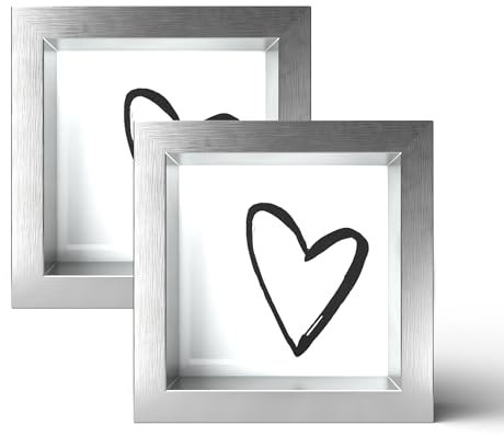 Wackadoo 2er Set Bilderrahmen Silber, Hochwertige Metallic Fotorahmen Fotogalerie mit Glasscheibe Collage (10 x 10, Silber)