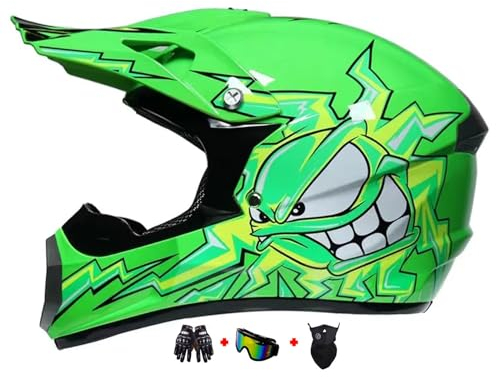Casque Moto Enfant, Jeunesse Casques De Moto, Casque De Motocross Intégral, Casque Cycliste pour Enfants, Casques Intégraux AVT MX Casques Moto De Cross Enfants Quad Bike Vélo De Montagne (Color : GR