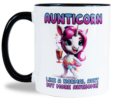 Reactive Brands MUGEMS 'AUNTICORN' – Lustige Kaffeetasse – Geschenk für Tante – einzigartige Kaffeetasse – Tee-Geburtstagsgeschenk – 325 ml mikrowellengeeignet
