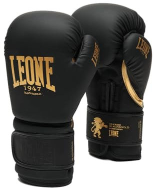 Guantes de Boxeo Leone Negro y Gold Edición 14 oz