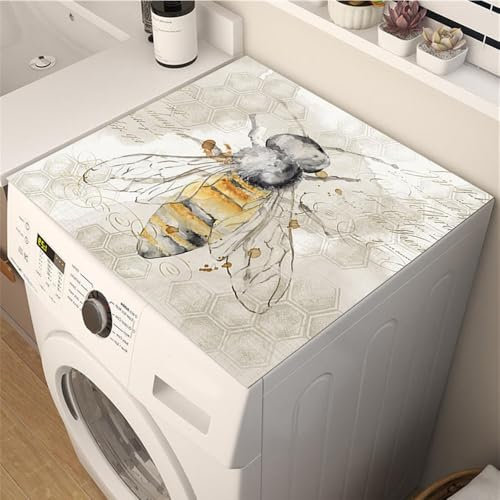 Highdi Housse de Protection pour Machine à Laver Top, Coussin de Machine à Laver Antidérapant Housse de Machine à Laver pour Machine à Laver Ou Sèche-Linge (Abeille,30 * 40cm)