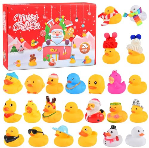 24 Tage Enten Adventskalender,Adventskalender 2024,Gummiente Adventskalender,Badeente kinder,Gummienten Weihnachtskalender Geschenke,für Kinder Jungen Mädchen Geschenke Weihnachtskalender