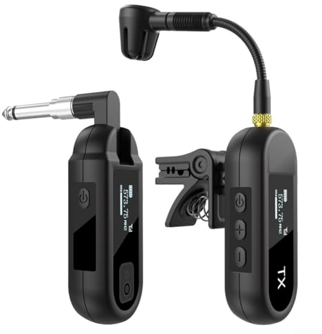 Wireless Instruments Microphone,Saxophone Microphone With Clip Wireless Receiver And Transmitter For Trumpets Clarinet Cello Saxophone (1 to 1)