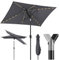 Sekey Parasol Aluminium Solaire avec LED 210x140 cm pour Balcon & Jardin - UV50+ Rectangulaire, Panneau Solaire 50W & Système à Manivelle (Certifié GRS Recyclé)